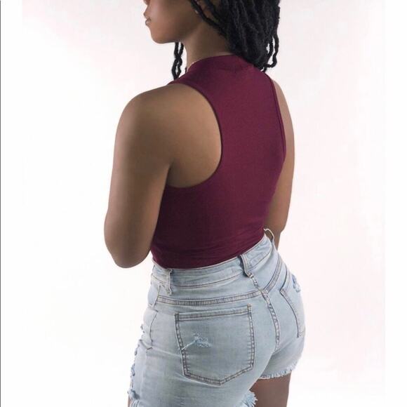 NWT Wine Red Sleeveless Bodysuit - Picture 2 of 3